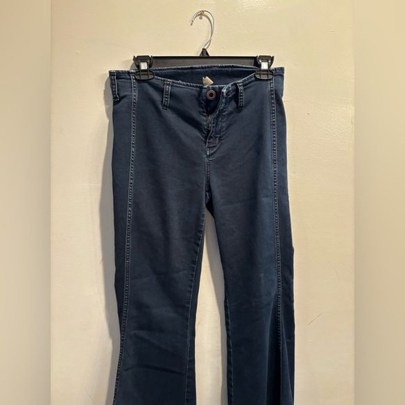 Free People Dark Blue Flare Jeans size 29 pull-on clean simple neutral basic - Picture 2 of 16